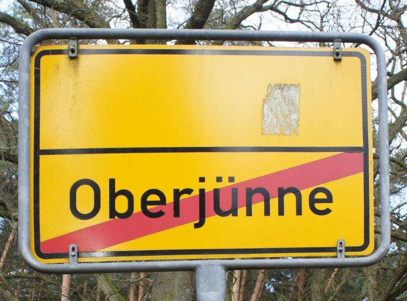 Ortsausgangschild Oberjünne